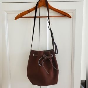 Mansur Gavriel like new chocolate suede mini bucket bag
